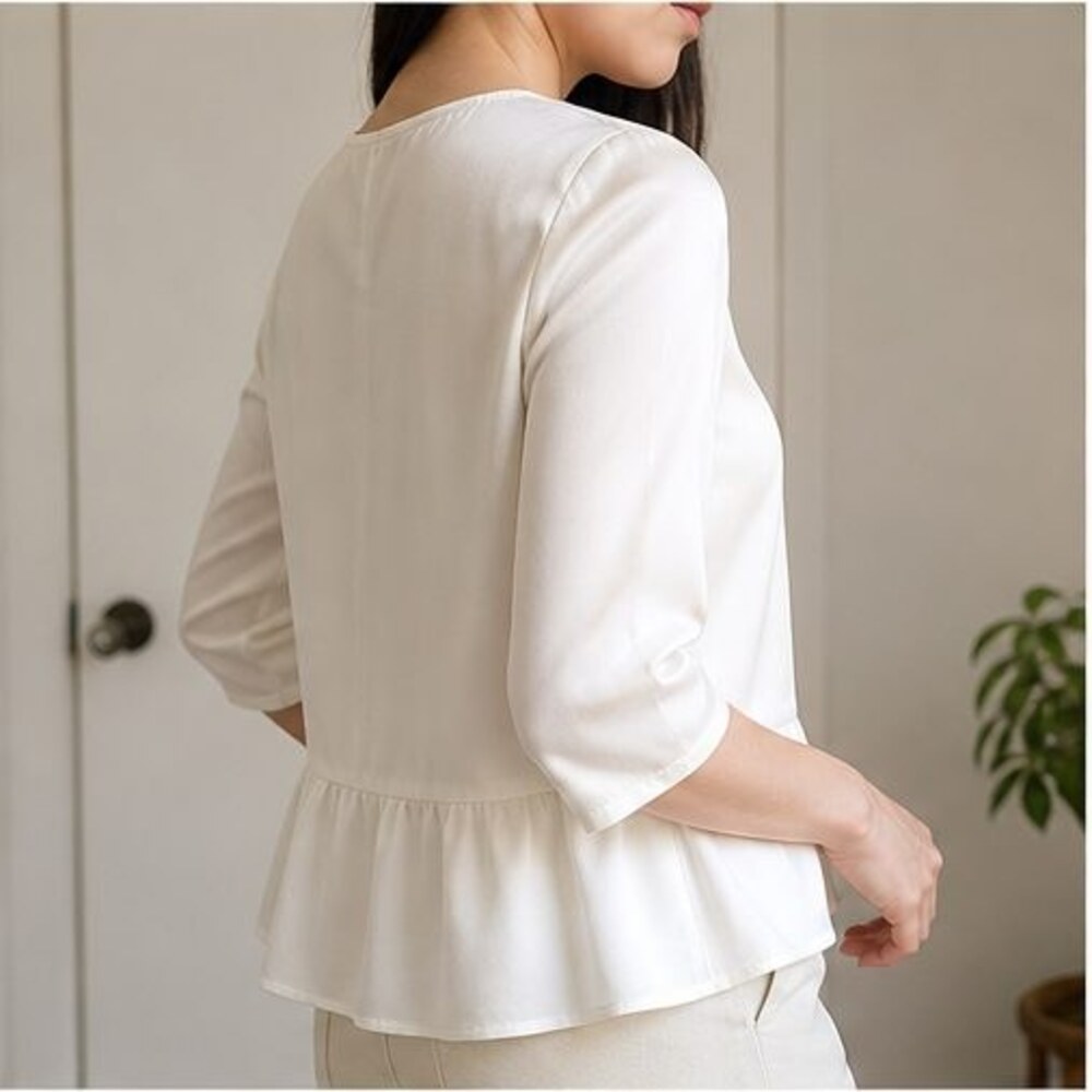 Ivory Button Blouse - Picture 3 of 6